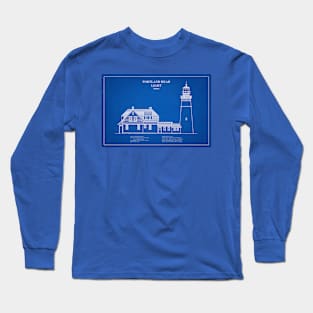 Portland Head Light Lighthouse - Blueprint Plan - Maine - AD Long Sleeve T-Shirt